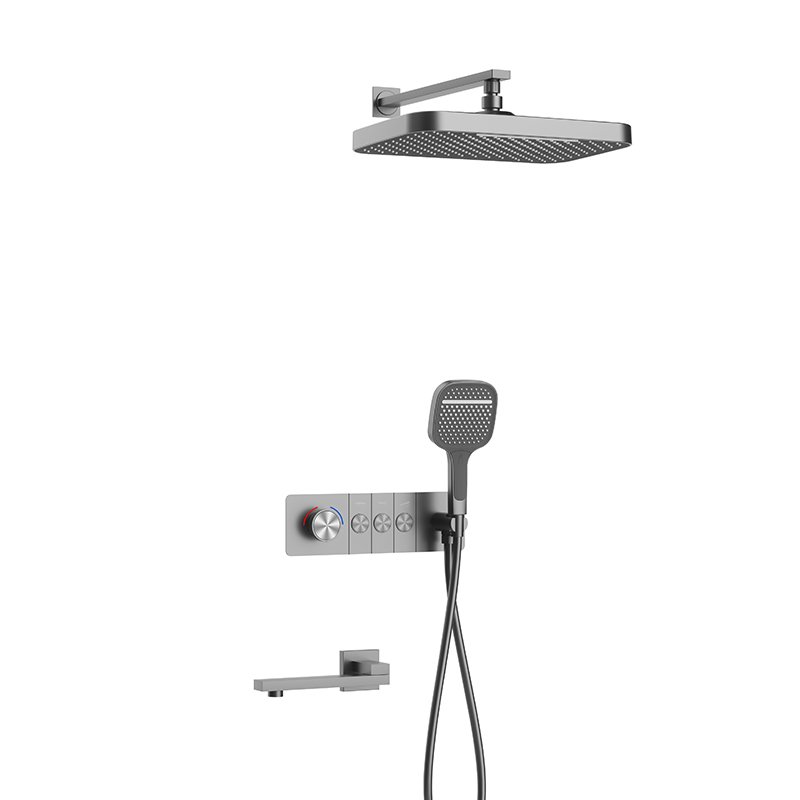 Wall Mounted Bathroom Shower Faucet Set Chrome/Silver Square Shower Head + Hand Spray+Control Valve