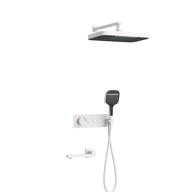 Wall Mounted Bathroom Shower Faucet Set Chrome/Silver Square Shower Head + Hand Spray+Control Valve