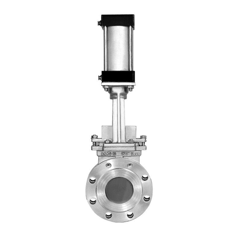 4Inch 304 Stainless Steel Air Control Double Flange Ceramic Knife Gate Valve Pneumatic Slurry Knife Gate Valve