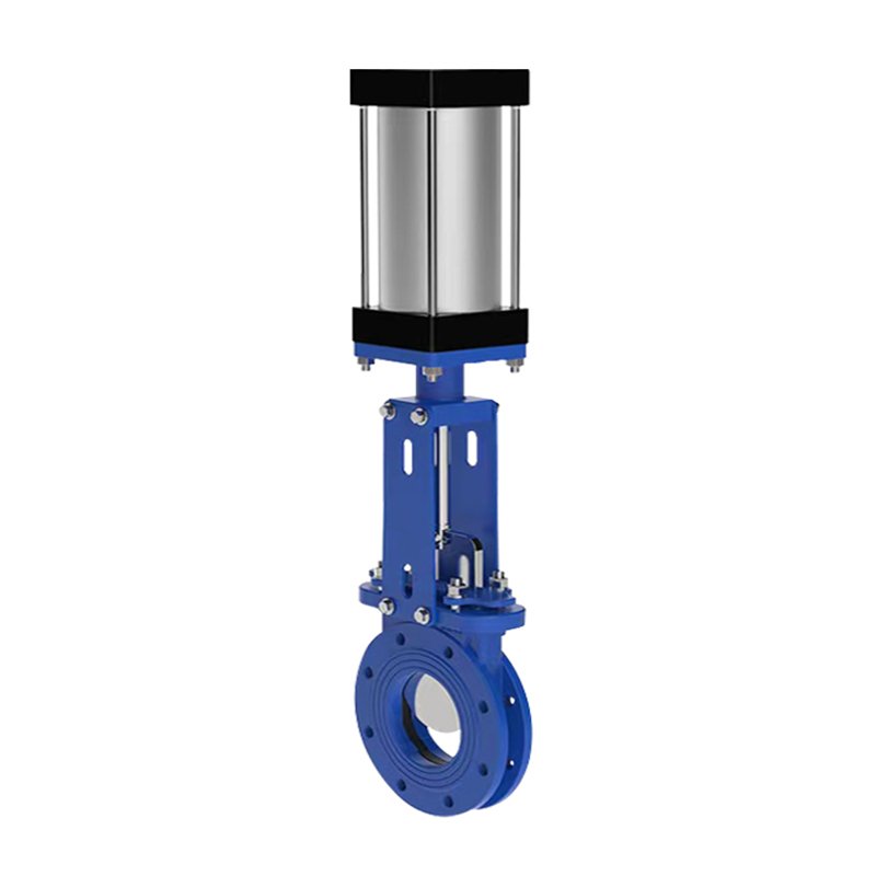 4Inch 304 Stainless Steel Air Control Double Flange Ceramic Knife Gate Valve Pneumatic Slurry Knife Gate Valve