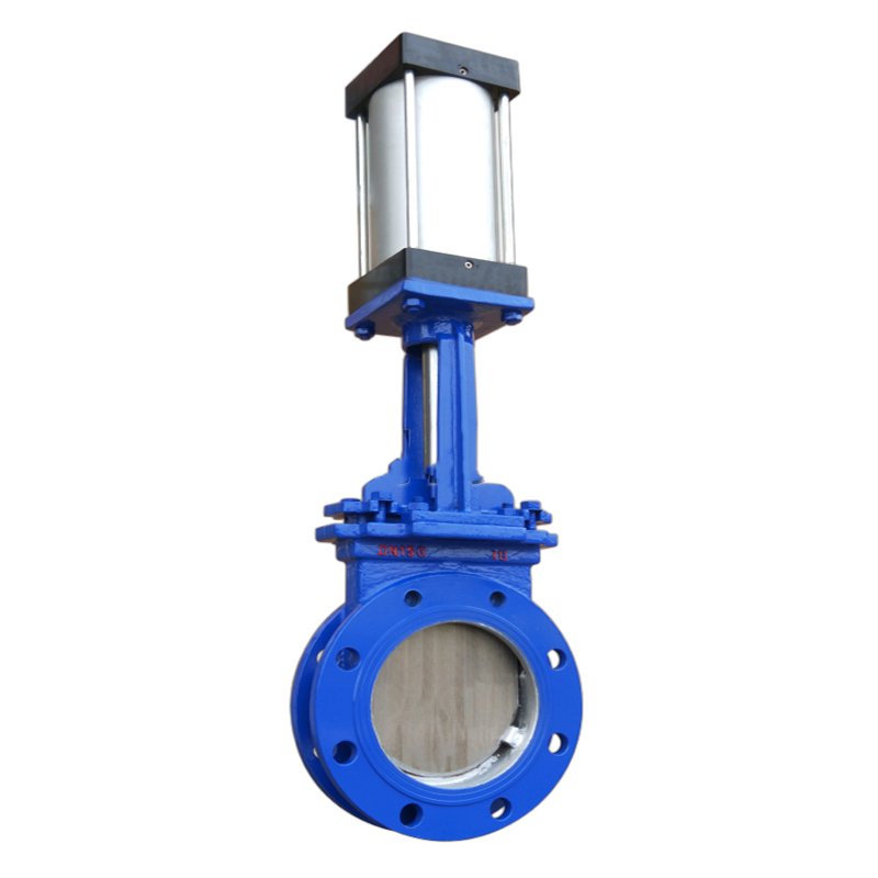 4Inch 304 Stainless Steel Air Control Double Flange Ceramic Knife Gate Valve Pneumatic Slurry Knife Gate Valve