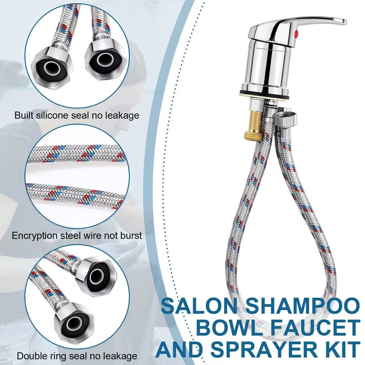 Shampoo Bowl faucet and spray set shower head mixing valve hose for salon shampoo bed cleaning