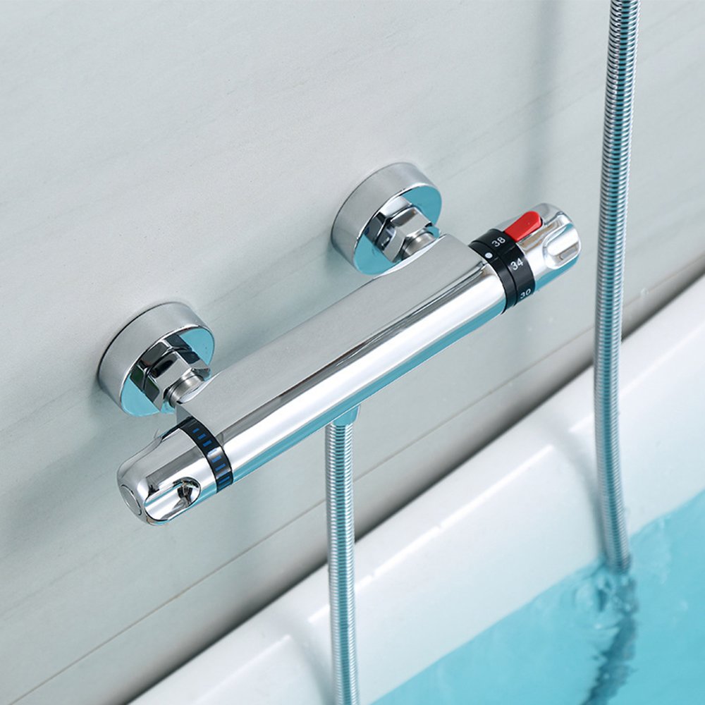 Aquacubic Bathroom Wall Mount Hot Cold Water Thermostatic Shower Mixer Faucet Valve