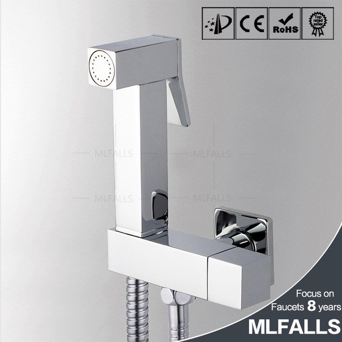 Toilet Brass Hand held Bidet Spray Shattaf + Hot & Cold Water Valve Mixer with Holder + Hose sprayer Jet Tap Douche kit