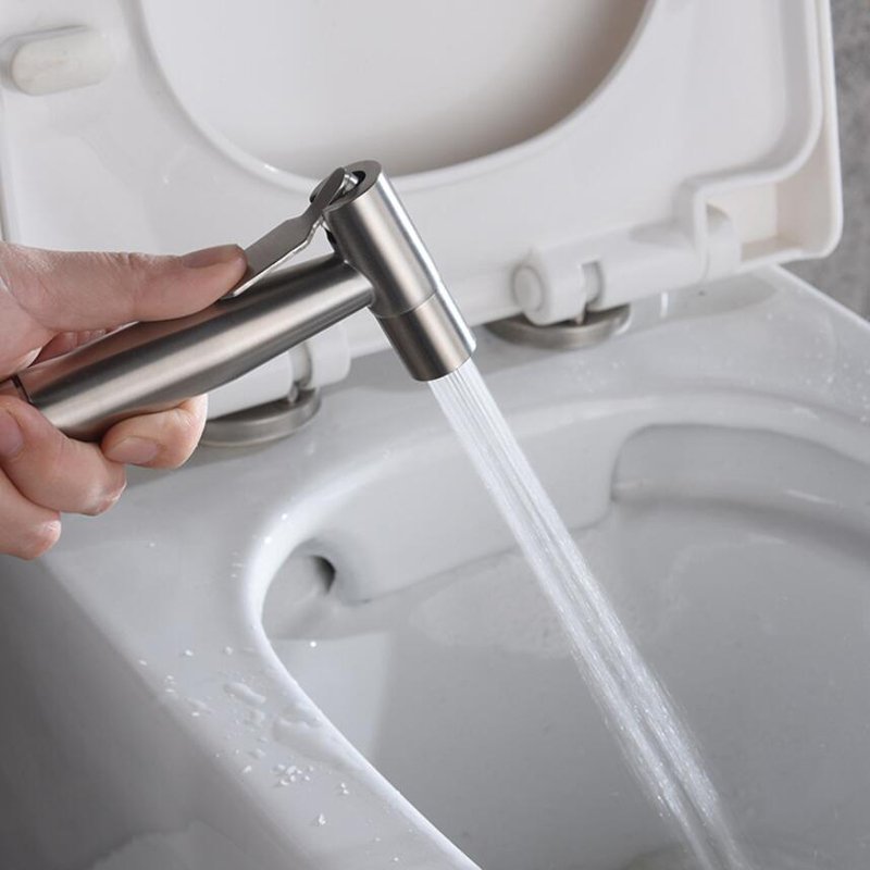Bathroom Handheld Diaper Spray Shattaf T-Adapter Shut-Off Valve Toilet Bidet Sprayer
