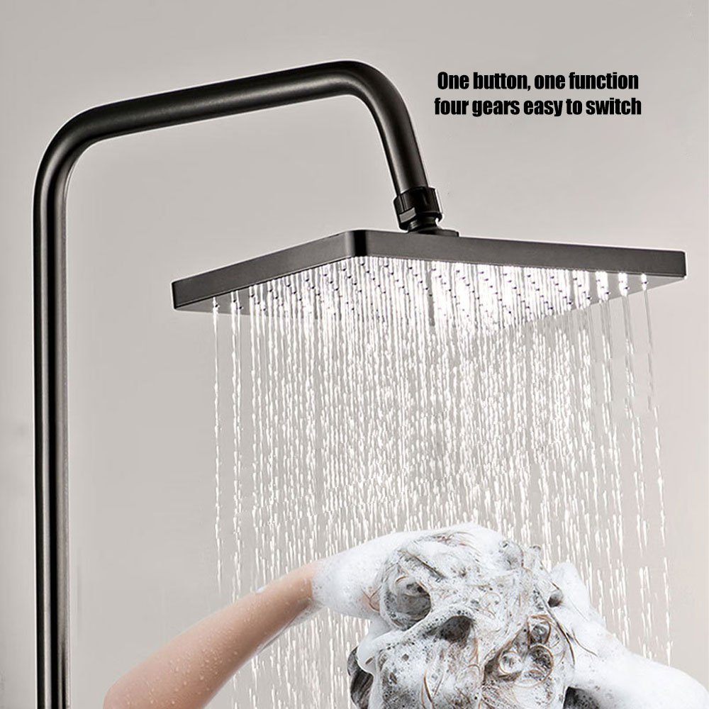 Factory Price Gungrey Exposed Plastic Bathroom Shower 4 ways Piano Control Valve Hot Cold Rainfall Shower Set with Bidet