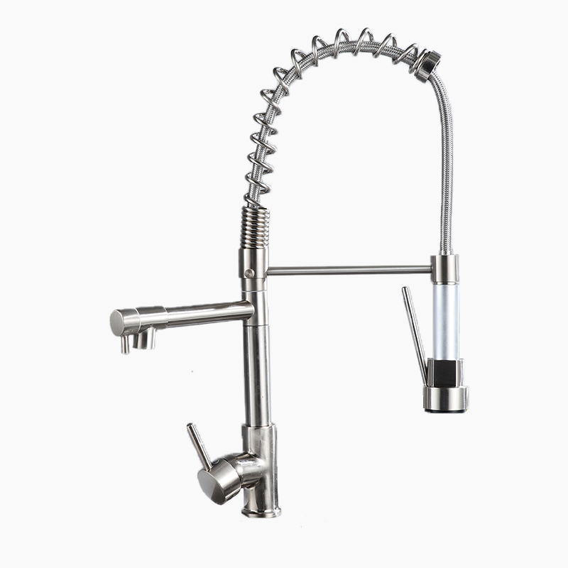ANQI copper single cooling kitchen faucet wall-mounted pull-out faucet