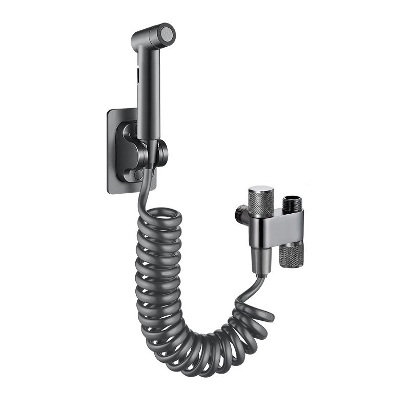Wall Mount Toilet Bidet Sprayer Set One In Two Out Stainless Steel Angle valve Cleaning Sprayer for Bathroom Toilet Accessories