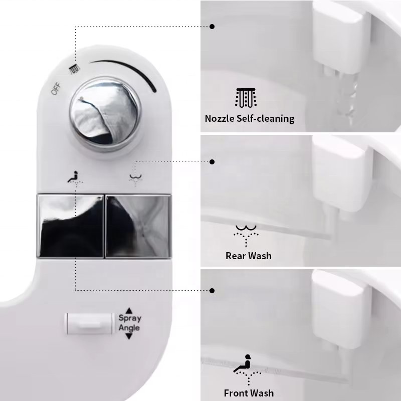 New Style Non Electric Toilet Bidet Postpartum Perineal Care Key Button Nozzle Self-Cleaning Bidet Toilet Attachment
