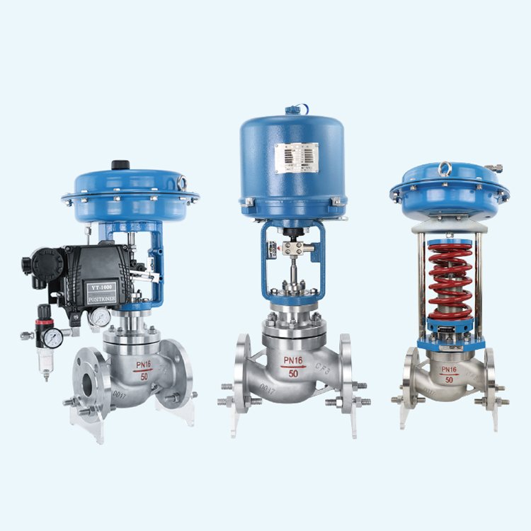 Pneumatically actuated globe proportional flow 3way mixing pneumatic control valve and diverting valve with positioner