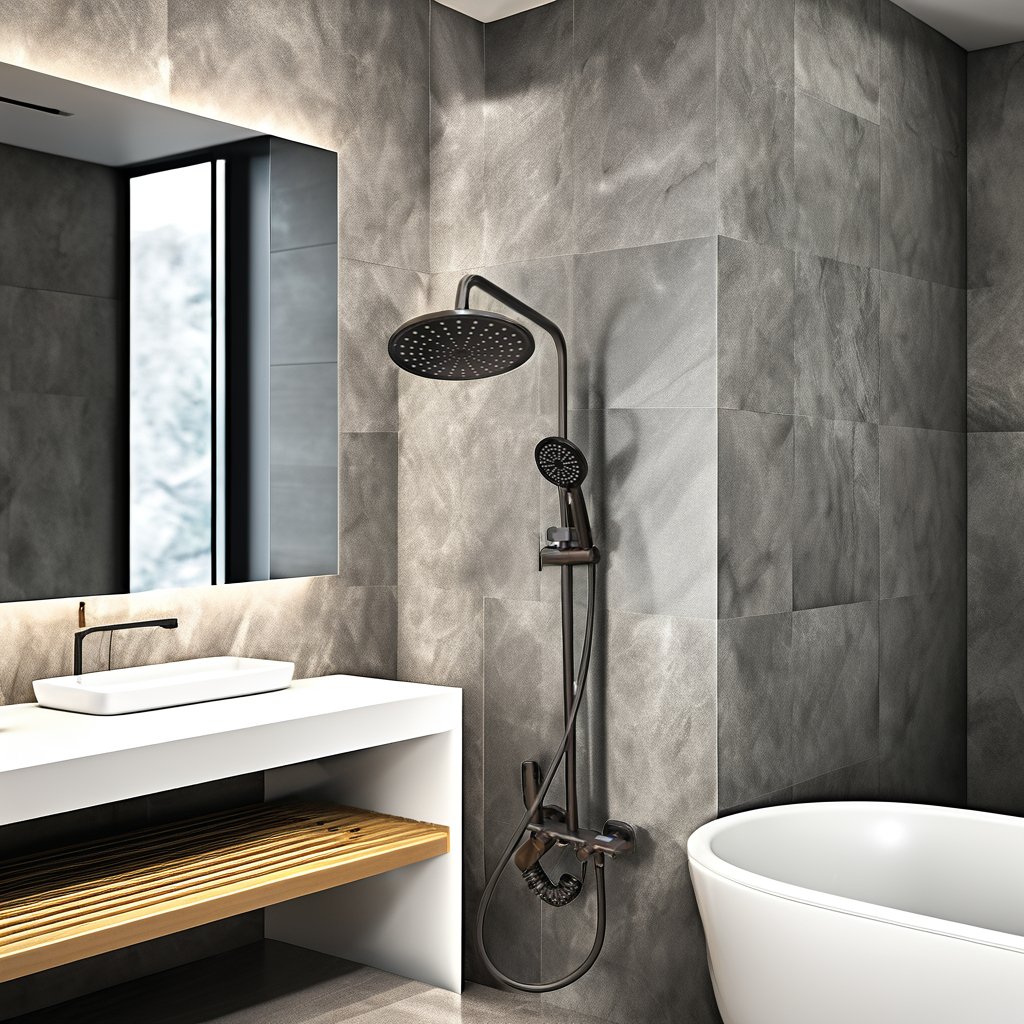 Rain Spray Bathroom Mixer Set Ceramic Valve Bathtub Apartment Use shower filter Wall-Mounted Brass Shower Faucets