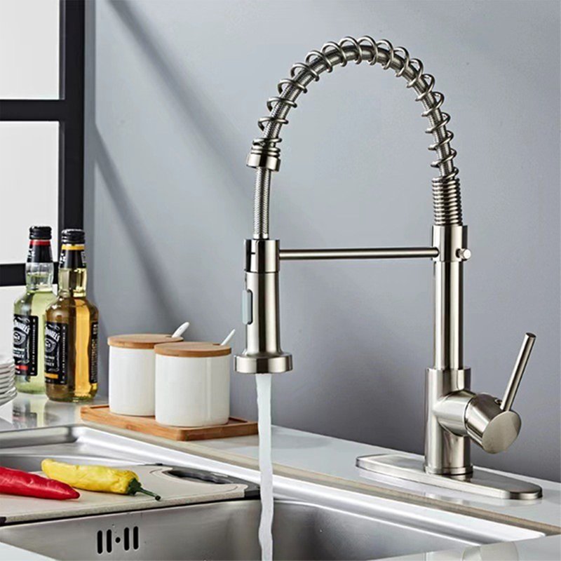 Modern Luxury Single Handle Kitchen Mixer Tap Deck Mounted Single Hole Installation Pull Spray Brass Material Ceramic Valve Core