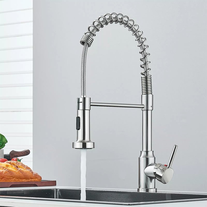 Modern Luxury Single Handle Kitchen Mixer Tap Deck Mounted Single Hole Installation Pull Spray Brass Material Ceramic Valve Core