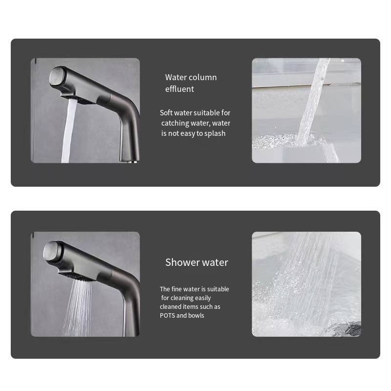 Modern Single-Handle Intelligent Kitchen Faucet Digital Display Pull-Out Ceramic Deck Mounted Single-Hole Sense Faucets Hotels