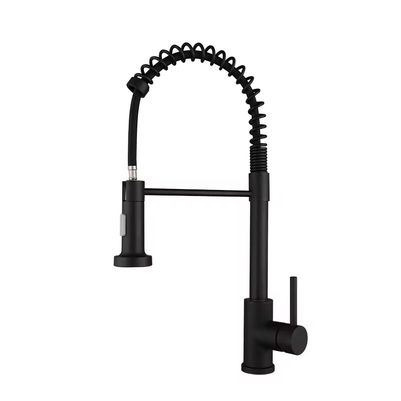 Single-Hole Pull-Out Kitchen Faucet Brushed Copper Water Tap with Hot Cold Valves Electric Sprays Bronze Finish Certified by UPC