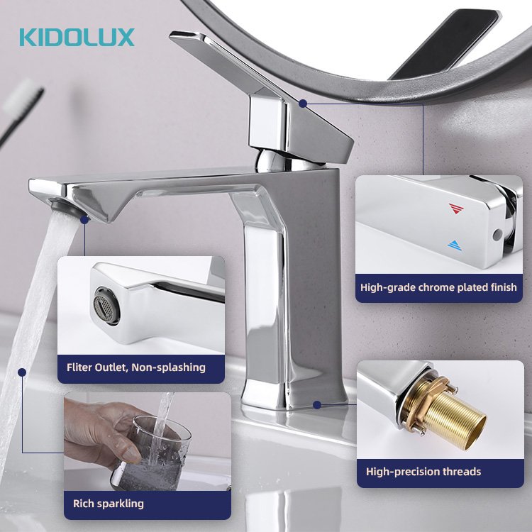 Kidolux Water Taps Bathroom Brass Wash Basin Faucet Single Handle Bathroom Faucet Deck Mounted Vessel Sink Mixer Taps