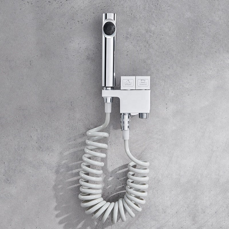 silver Chrome toilet partner Wall mounted Toilet Bidet Angle valve Shattaf Sprayer Set Toilet shower