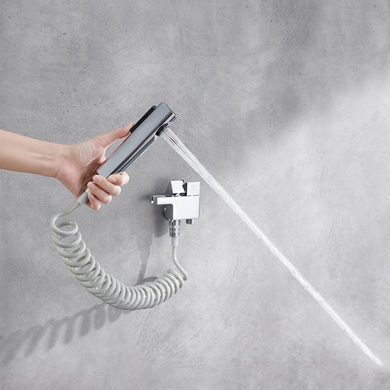 silver Chrome toilet partner Wall mounted Toilet Bidet Angle valve Shattaf Sprayer Set Toilet shower