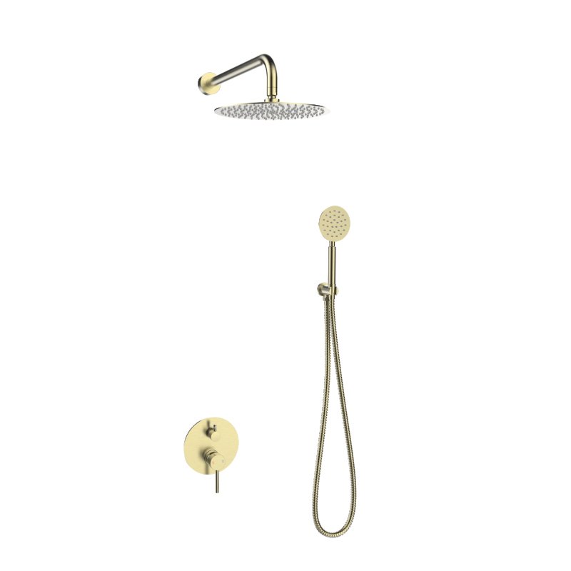 Wall mounted Rainfall Shower head shower outer eflluent 3 function gray Brass round control valve concealed shower set