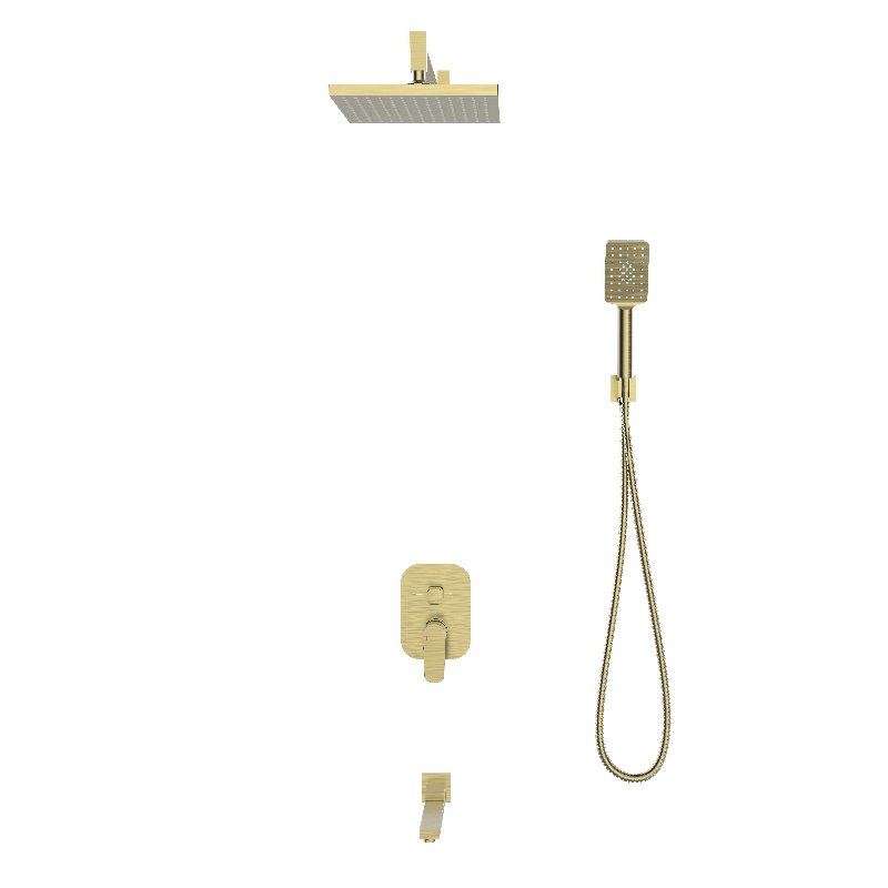 Wall mounted Rainfall Shower head shower outer eflluent 3 function gray Brass round control valve concealed shower set