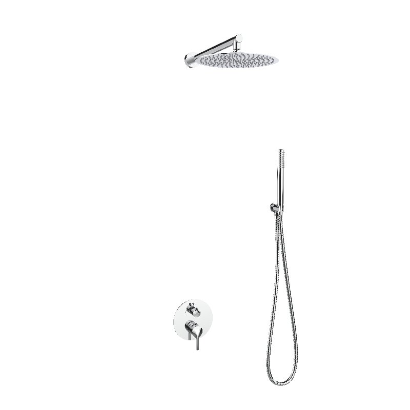 Wall mounted Rainfall Shower head shower outer eflluent 3 function gray Brass round control valve concealed shower set