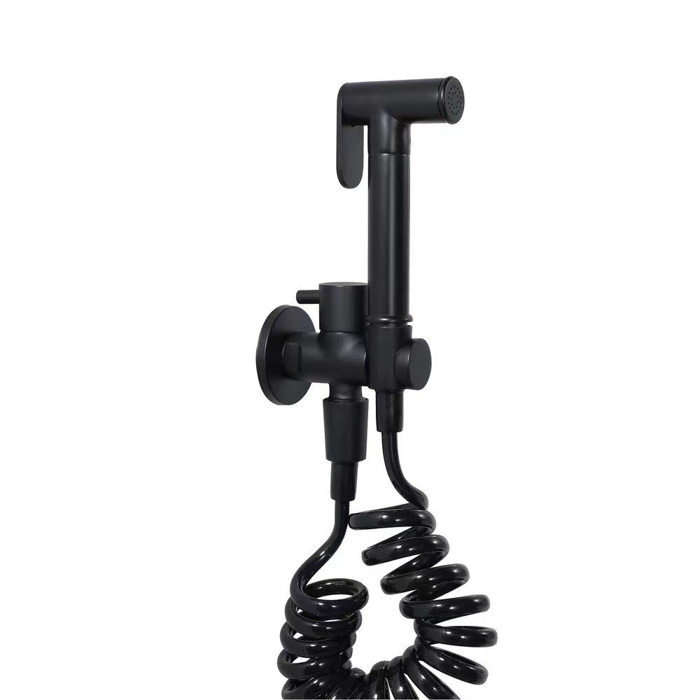 Black Toilet Bidet Shattaf Round Sprayer Douche kit Cold Faucet r Valve toilet bidet Set With Holder 1.2m Hose