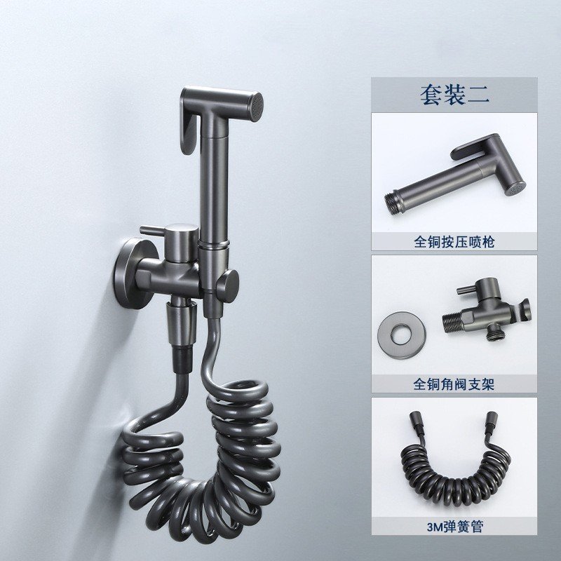 Black Toilet Bidet Shattaf Round Sprayer Douche kit Cold Faucet r Valve toilet bidet Set With Holder 1.2m Hose
