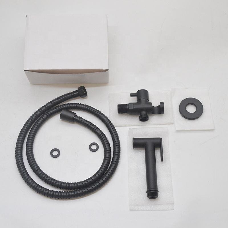 Black Toilet Bidet Shattaf Round Sprayer Douche kit Cold Faucet r Valve toilet bidet Set With Holder 1.2m Hose