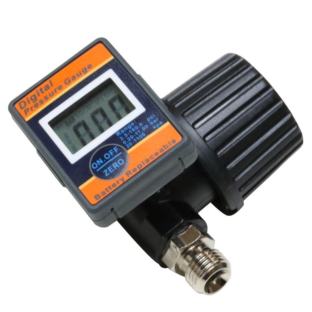 LEMATEC Air Flow Regulator with Digital Pressure Gauge Air Adjusting Valve 1/4 inch For Pneumatic Tools Parts Electronic