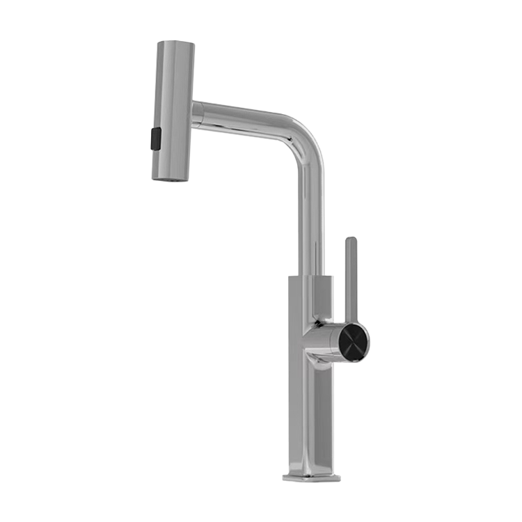 AG Brass Stainless Steel Brushed Black Waterfall Hot And Cold Kitchen Faucet Tap Pull Out