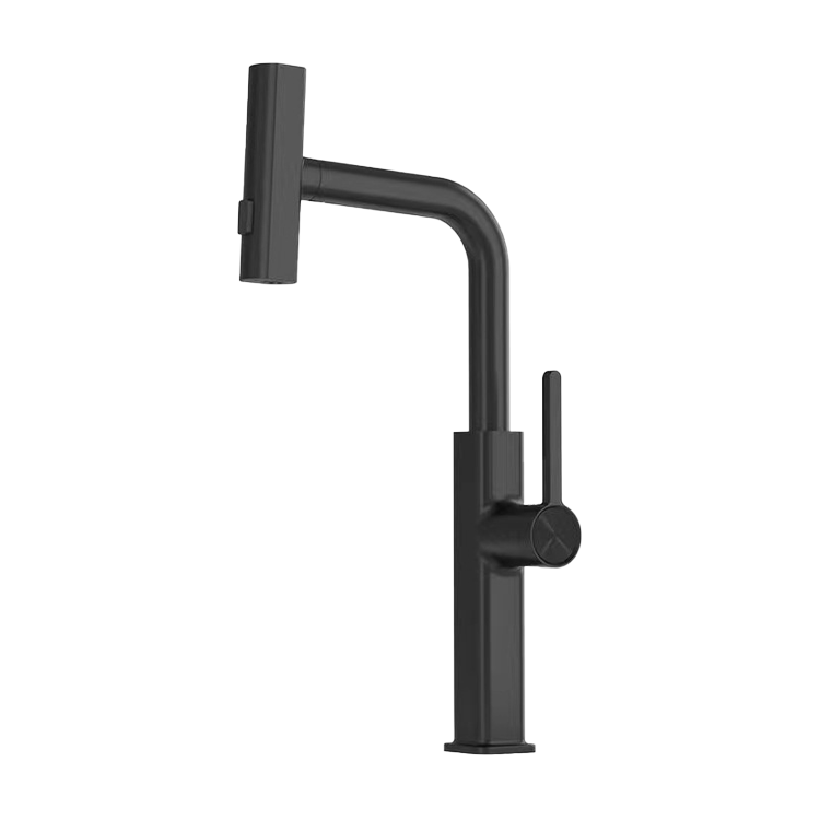 AG Brass Stainless Steel Brushed Black Waterfall Hot And Cold Kitchen Faucet Tap Pull Out