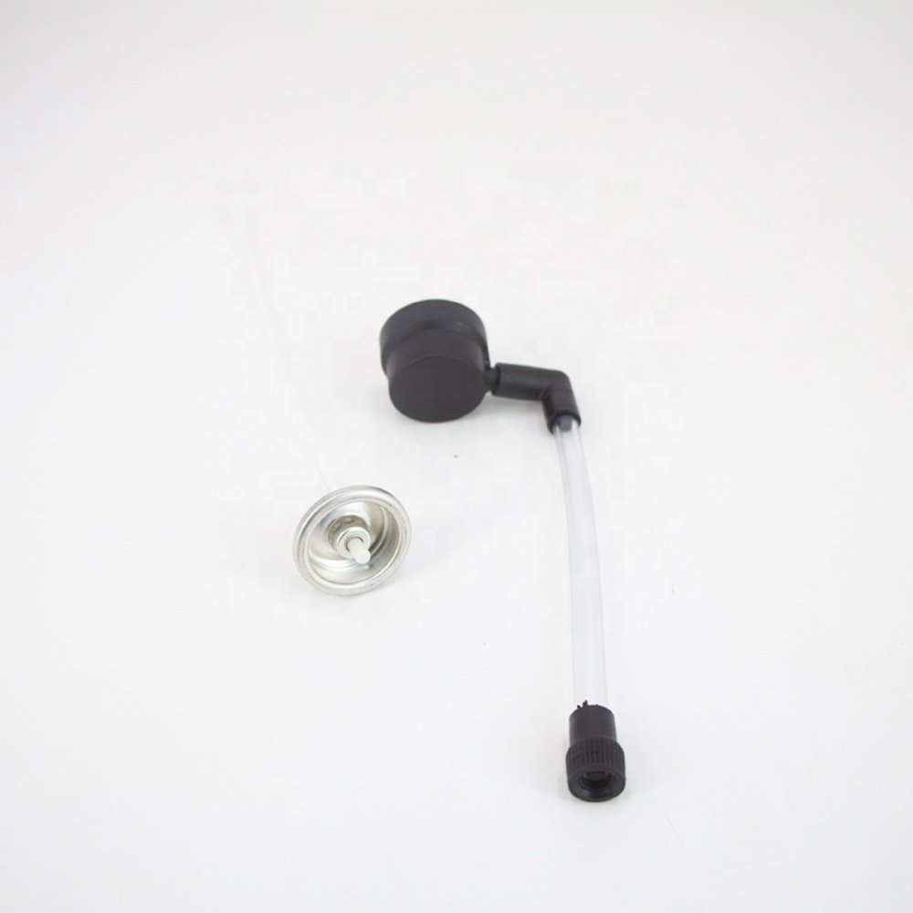 Aerosol spray actuator with tube for mucilage with glue spray