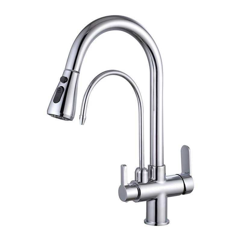 Bolei Gun Grey 3-Way Modern Kitchen Sink Faucet with 304 Stainless Steel Pull Down Design