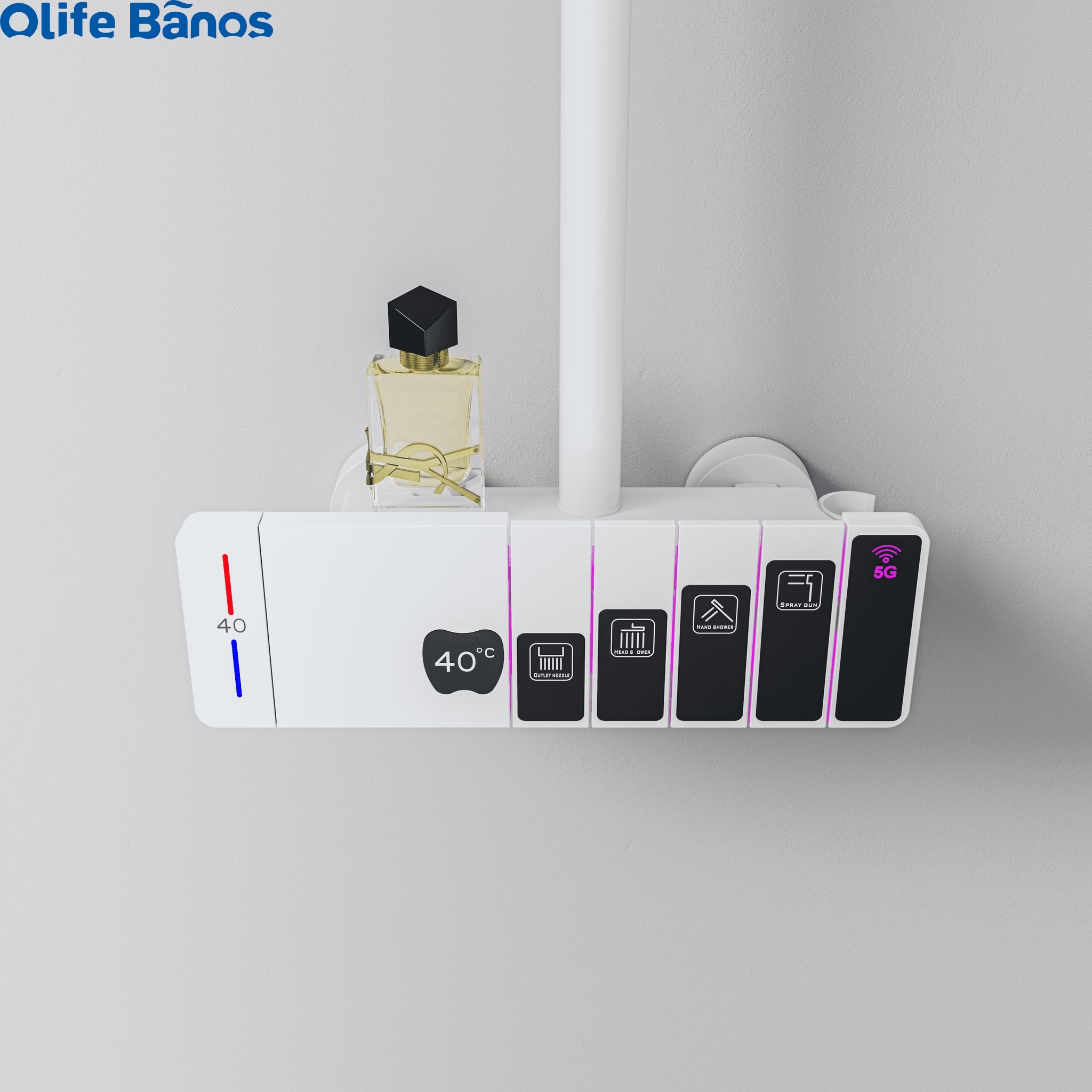 Bathroom atmosphere light shower intelligent digital display thermostatic bathroom shower copper faucet pressurized shower