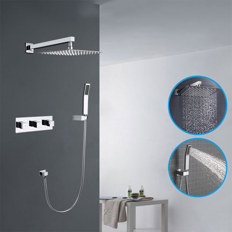 Contemporary Modern Wall-Mounted Brass Shower Mixer Smart Sanitary Ware Rainfall Bath Set Soft Spray Pattern Modern Bathrooms