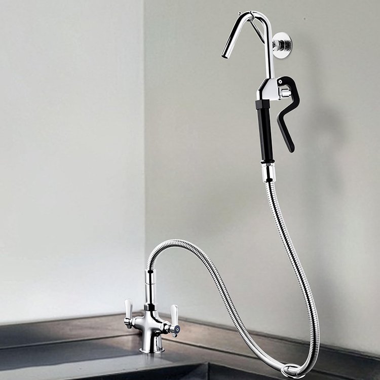 Hot Selling Dual Handle Pot Filler Brass Water Ridge Long Reach Kitchen Pot Filler Faucet With Spray Valve