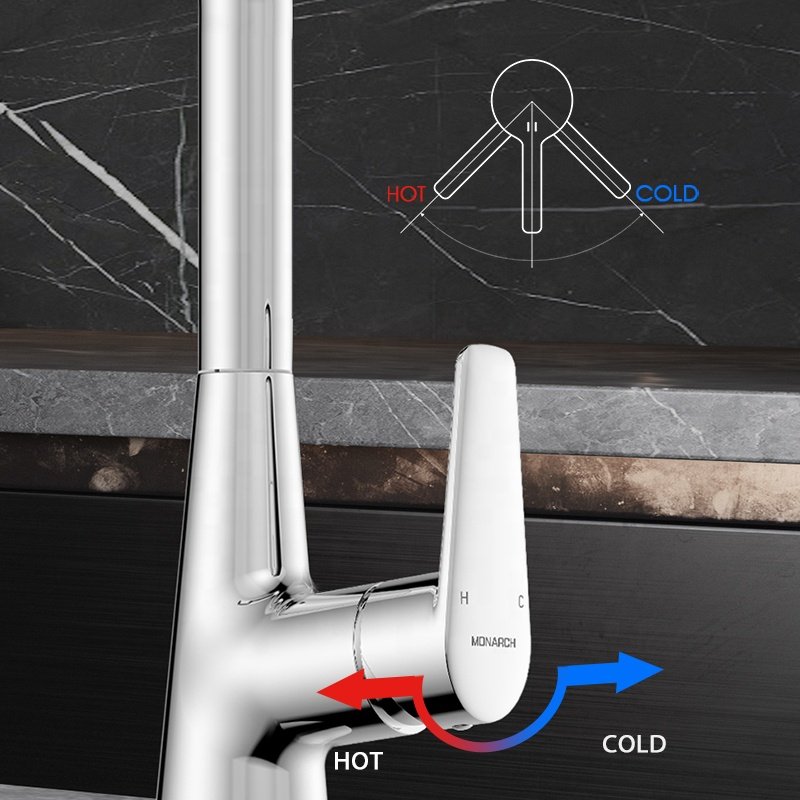 Modern Gourmet Stainless Steel Kitchen Sink Faucet Luxury Single Handle Pull Water Tap with HSS Health Ceramic Valve Core
