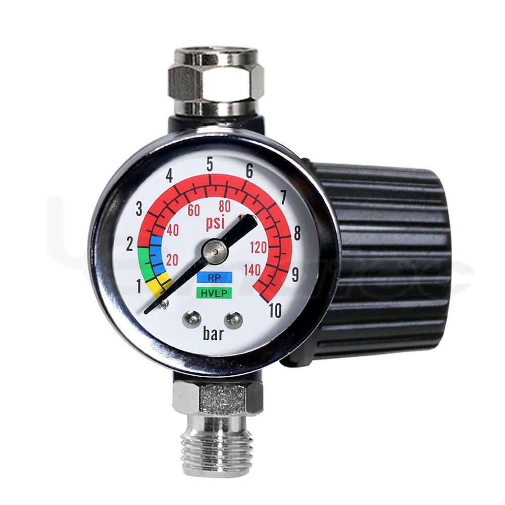 LEMATEC Mini Air Regulator With Pressure Gauge Metal Case to All 1/4" Air Tools Spray Gun Air Accessory Flow Regulator
