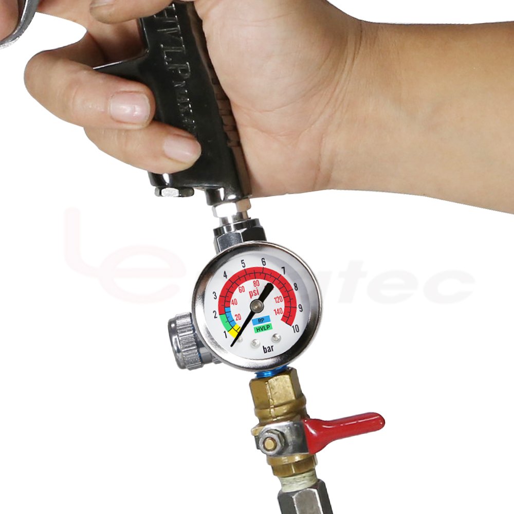 LEMATEC Mini Air Regulator With Pressure Gauge Metal Case to All 1/4" Air Tools Spray Gun Air Accessory Flow Regulator