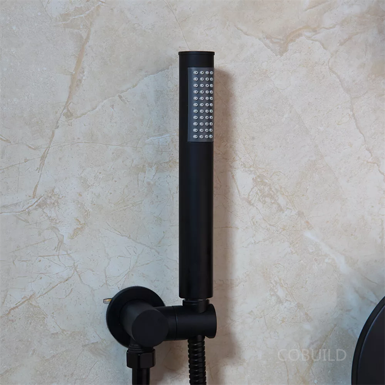 10 Inch Ceiling Mounted Shower Set Wall Mounted Hot and Cold Water Black Shower Mixer