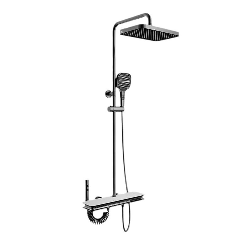6 Function Piano Smart Hot Cold Shower Set LED Digital Smart Wall Mounted Thermostatic Shower Valve Mixer Set
