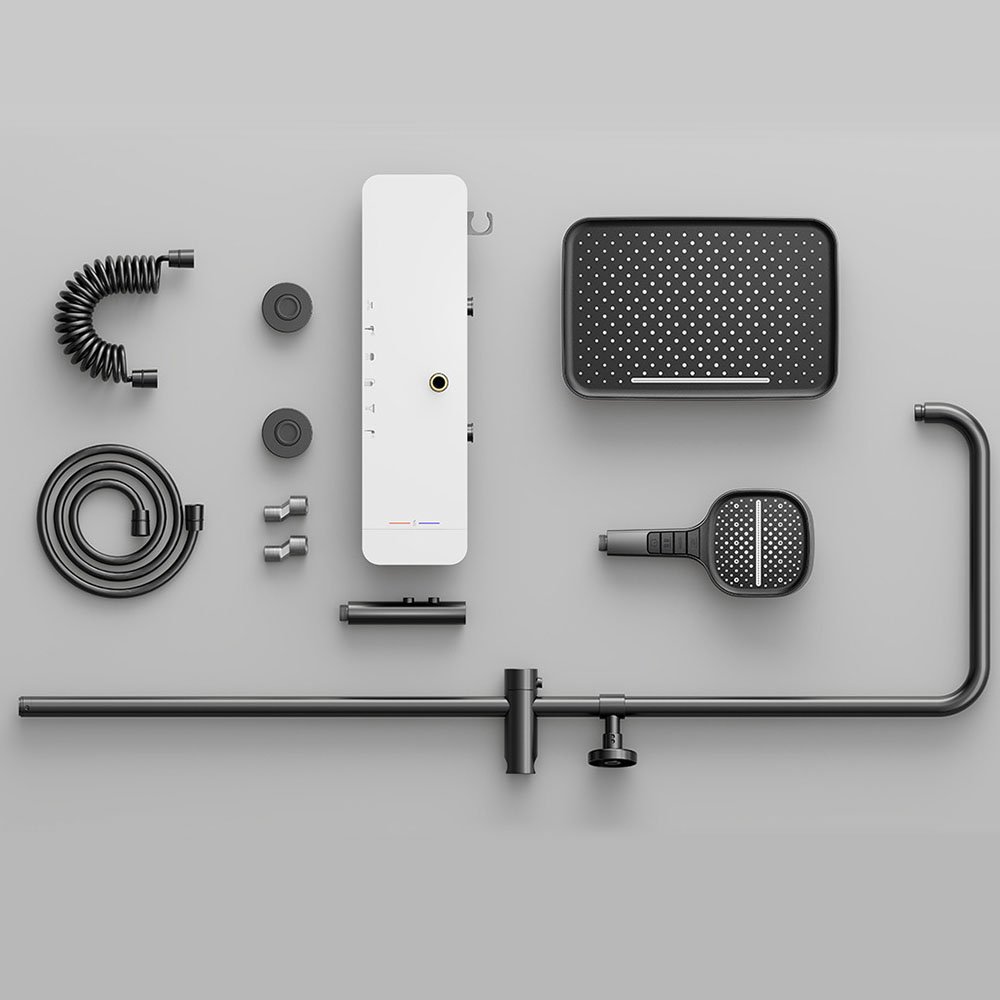 6 Function Piano Smart Hot Cold Shower Set LED Digital Smart Wall Mounted Thermostatic Shower Valve Mixer Set