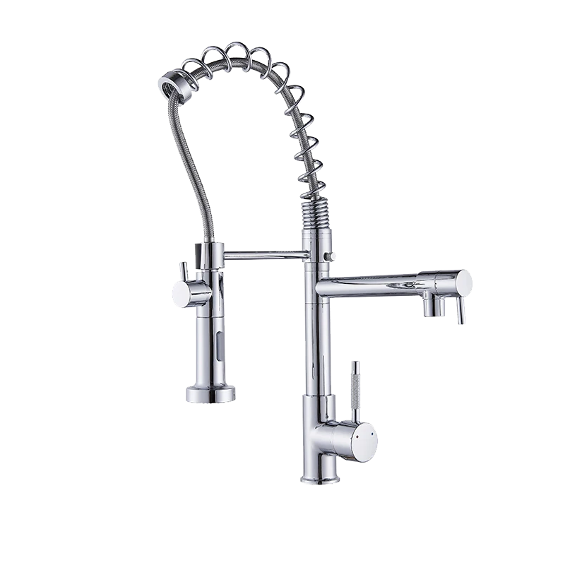 AG Brass Brushed Black Gourmet Pull Out Spring pull down sprayer Water 3 Holes For Farmhouse Bronze Kitchen Taps Faucet