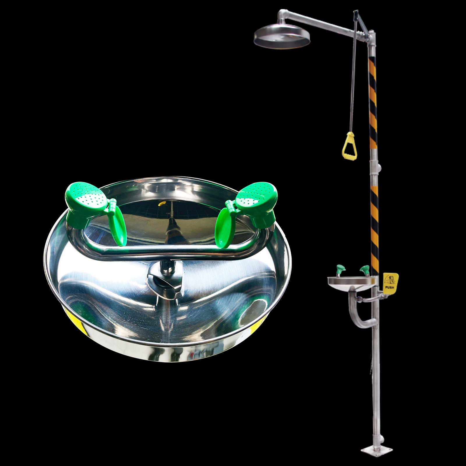 Factory emergency device when worker injured combination safety eyewash shower with stainless steel 304