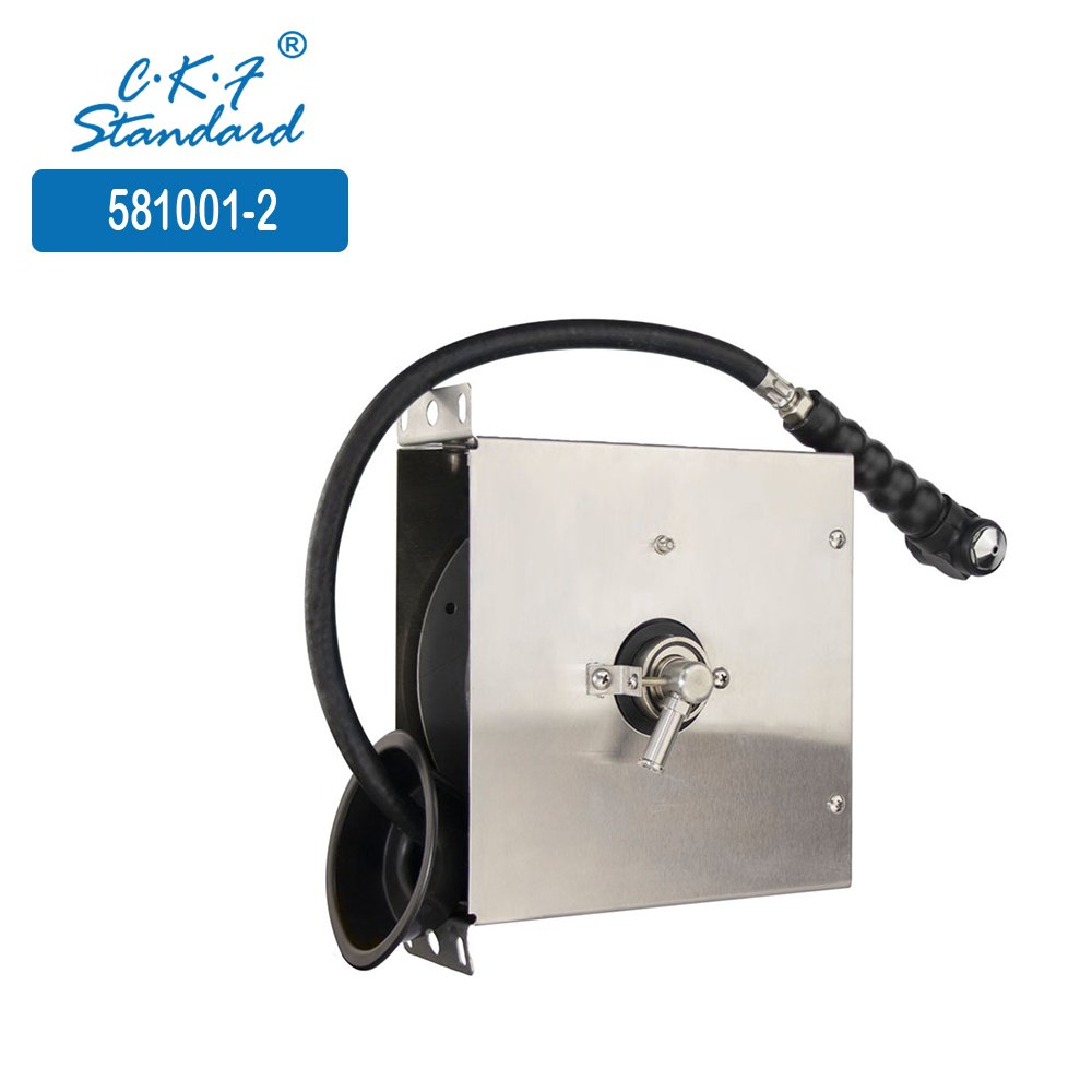 High quality 6 Feet Stainless Steel Shroud Push-Button Spray Valve Oven Hose Reel