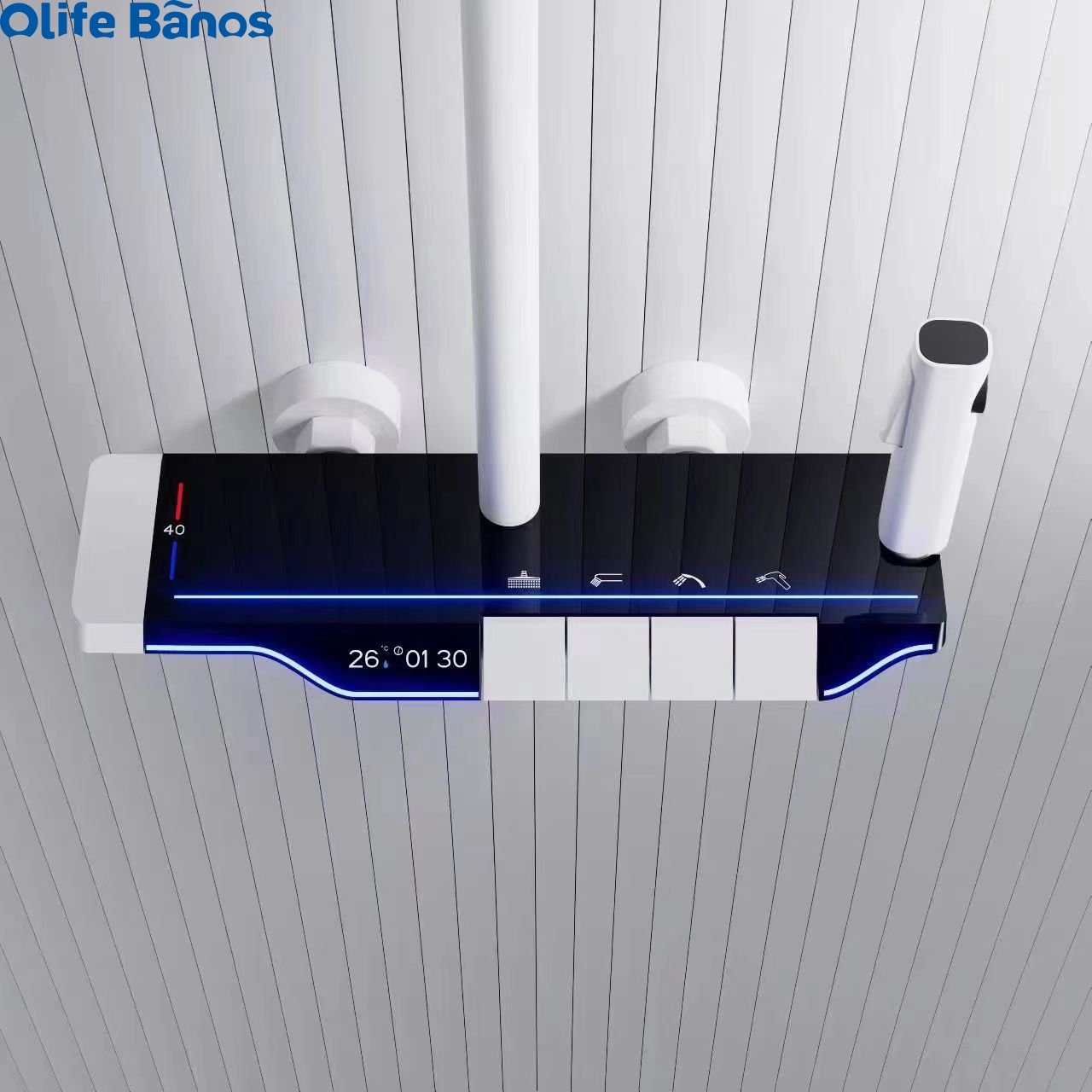 2023 Hot Sale Piano Key LED Shower Set 4 Functions Hot And Cold Digital Display Brass Bathroom Shower Faucet Set