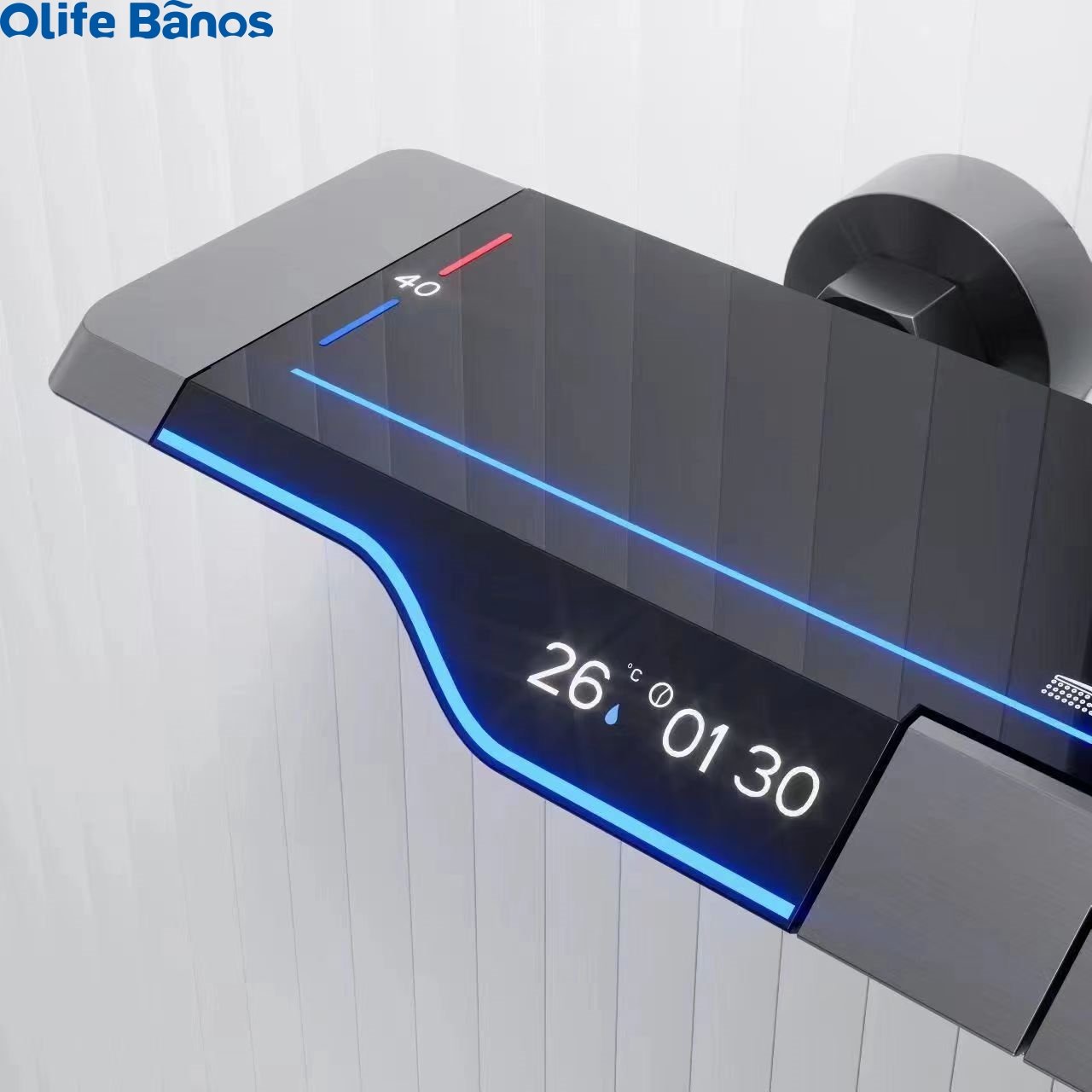 2023 Hot Sale Piano Key LED Shower Set 4 Functions Hot And Cold Digital Display Brass Bathroom Shower Faucet Set