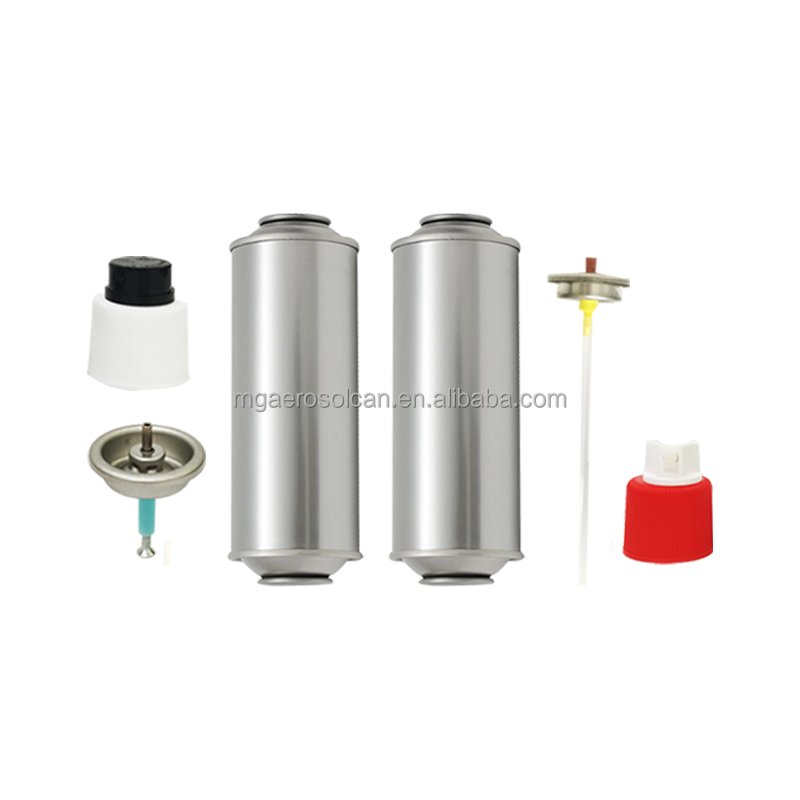 Low MOQ 52/65mm Empty 2K Spray Paint Aerosol Tinplate Metal Cans with Aerosol Spray Valve & Actuator