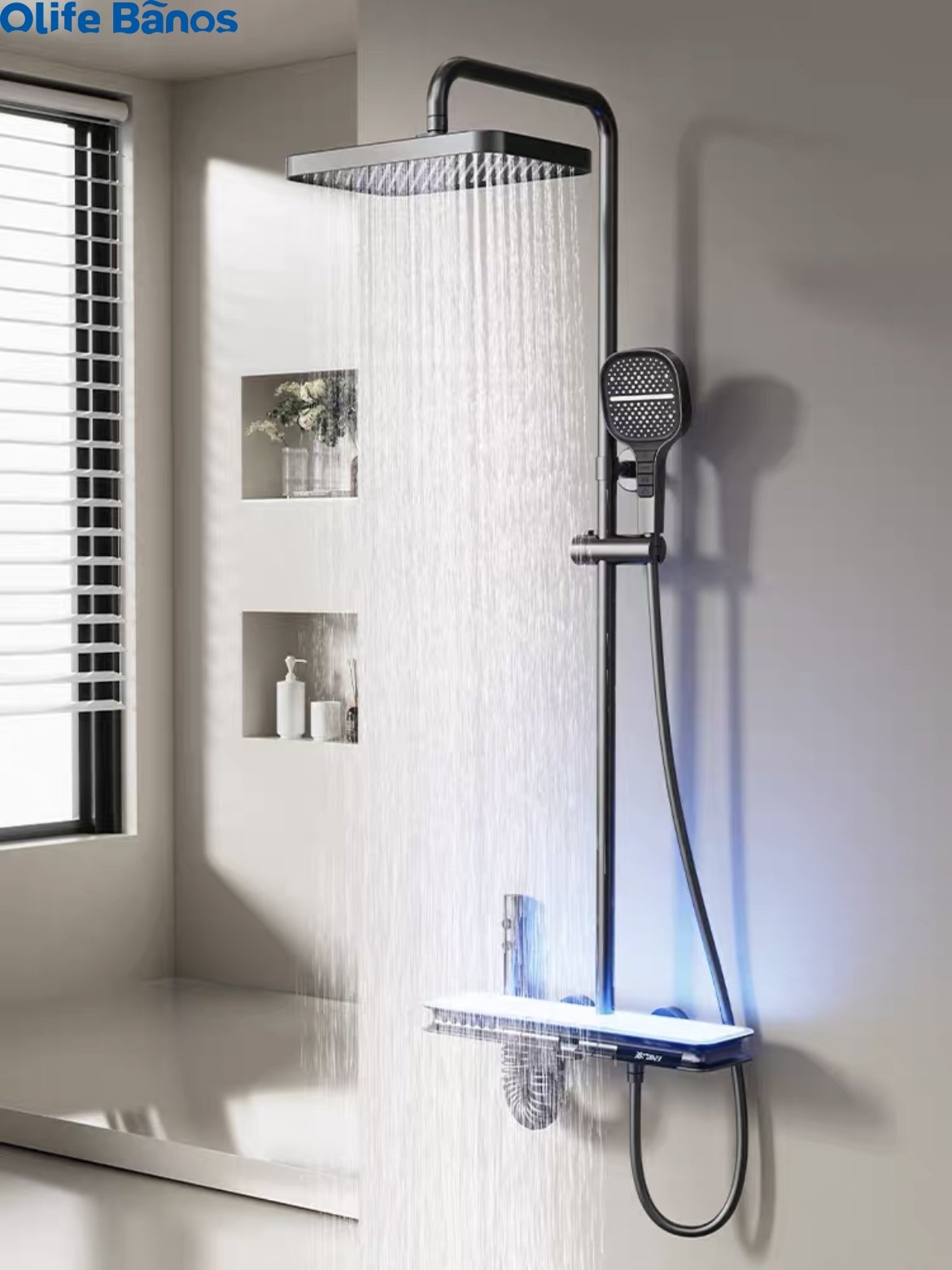 Gun Gray Piano Thermostatic Shower Faucet Intelligent Full Screen Massage Digital Display 6-way Multi-function Shower Set System