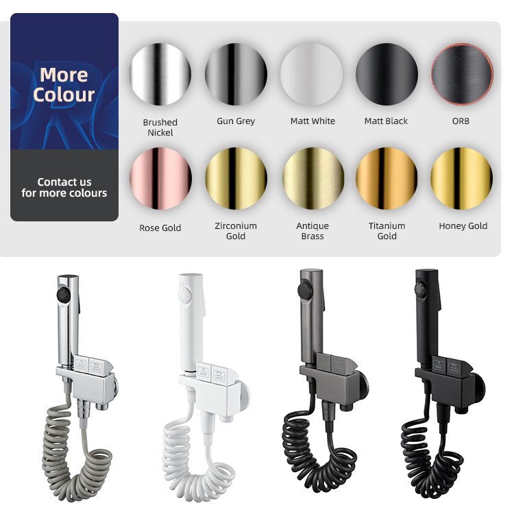 Kidolux Chrome Toilet Partner Flushing Spray Gun Piano Button Bathroom Toilet Supercharged Cleaner One In Two Out Angle Valve